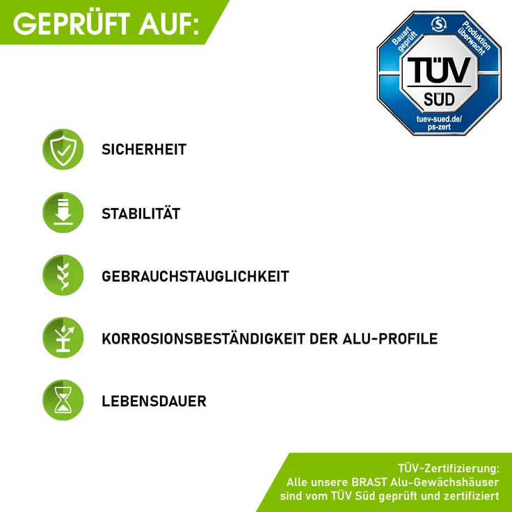 BRAST Gewächshaus Aluminium 430x250x235cm Grau mit Fundament rostfrei TÜV geprüft Alu Treibhaus Glashaus Tomatenhaus – Bild 3