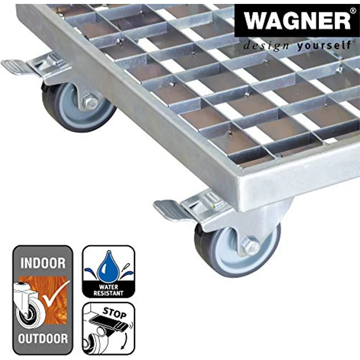 Multi Roller MR 7015, 29 x 29 x 9,5 cm, softe Rollen Ø 50 mm, Rollenlager, 2 Bremsen, Gitterrost, Tragkraft 200 kg – Bild 4