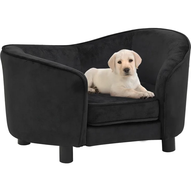 vidaXL Hundesofa Schwarz 69x49x40 cm Plüsch