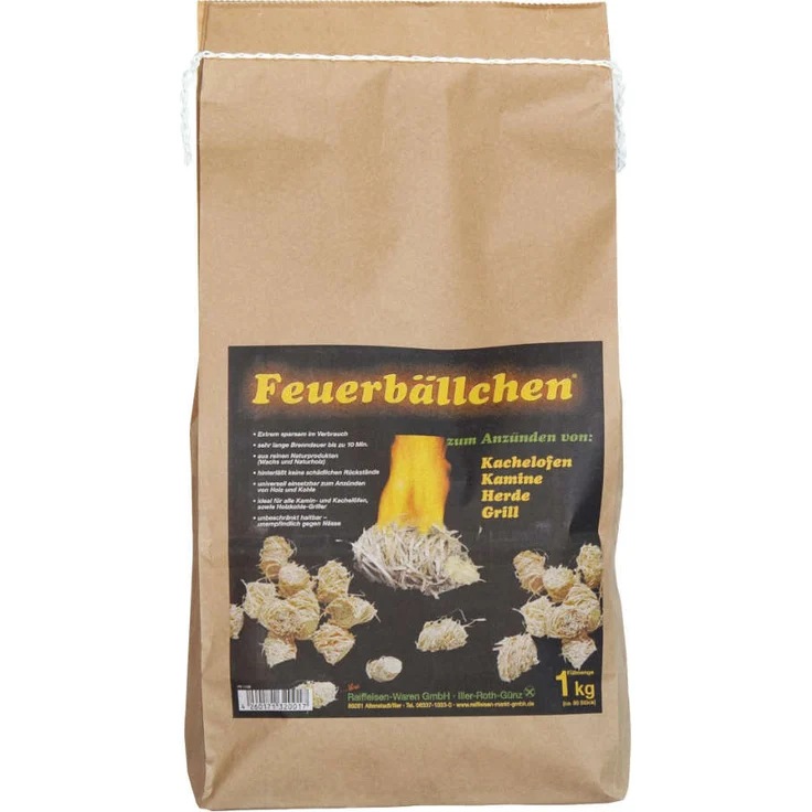 Feuerbällchen Grillanzünder 1 kg ökologische Grillanzünder mit sehr langer Brenndauer – Bild 1
