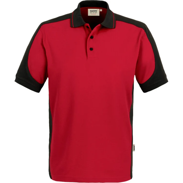 HAKRO Poloshirt Contrast Mikralinar 839, rot/anthrazit, M – Bild 1