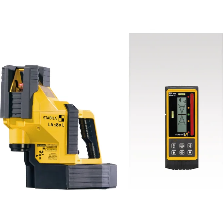 STABILA Kreuzlinienlaser LA 180 L, selbstnivellierend, 3 Vertikal-Linien, 1 Horizontal-Linie, Lotfunktion, Reichweite (sichtbare Linie): 20 m, Laser-Empfänger, Tragekoffer