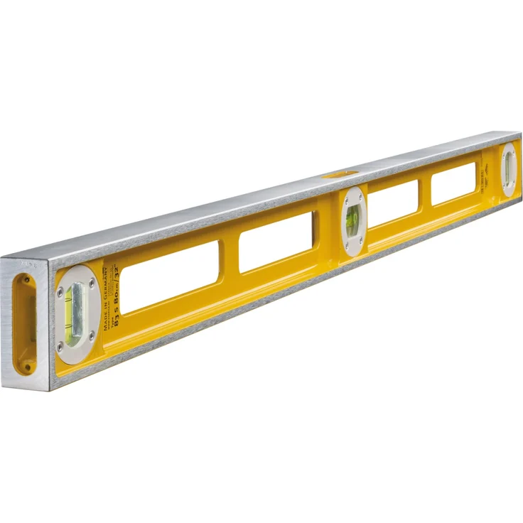 STABILA Wasserwaage Type 83 S, 80 cm, extrem robustes Alu-Druckgussprofil, 1 Horizontal-Libelle, 2 Vertikal-Libellen, Grifföffnungen, Made in Germany – Bild 1