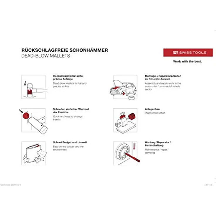 PB Swiss Tools Nylon- - Schlosserhämmer ohne Rückschlag 270 mm (PB 304.1) – Bild 2