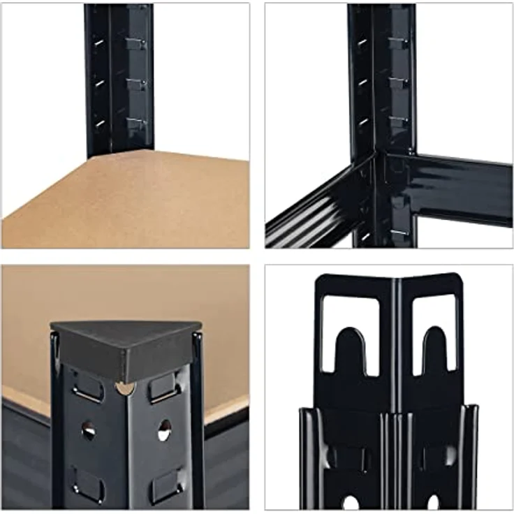 Schwerlastregal, Traglast 875 kg, 5 Ebenen, zum Stecken, Keller, Garage, Stahl, HBT: 180 x 90 x 45 cm, schwarz – Bild 8