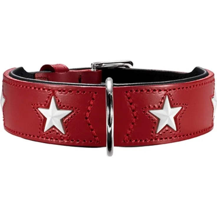 Hunter Hunde-Halsband Magic Star rot-schwarz M-L