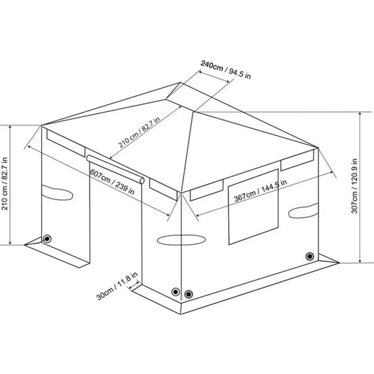 Sojag Pavillon 12 x 20 Winterabdeckung Grau – Bild 8