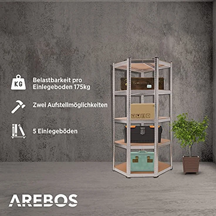 Eckregal Lagerregal Schwerlastregal Werkstattregal Steckregal Regal 875kg - Silber - Arebos – Bild 3