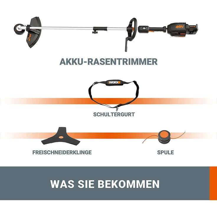 Worx Rasentrimmer Freischneider 40V Max WG186E.92 ohne Akkus 38 cm Schnittkreis – Bild 5