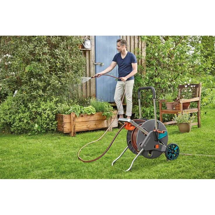 GARDENA Schlauchwagen CleverRoll L Easy (18520-20) 100 m Kapazität, besonders standfest, mit komfortabler Schlauchführung in robustem Metallrahmen, Nachtropfstopp – Bild 10
