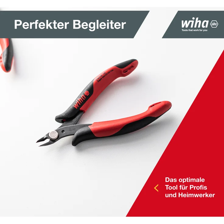 Wiha Präzisions Seitenschneider Elektronik klein (26812) breiter, spitzer Kopf ohne Wate 130mm I Mini Drahtschneider für Elektroinstallation – Bild 13