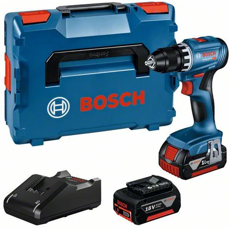 Bosch Professional Akku-Bohrschrauber GSR 18V-45, 2 Akku GBA 18V 3.0Ah, Ladegerät und L-Boxx – Bild 1