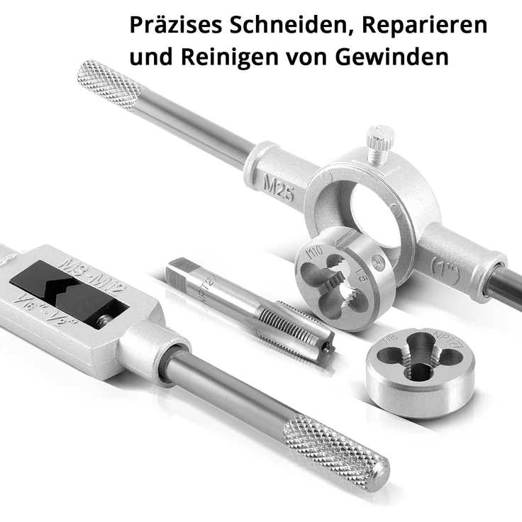STAHLWERK 40-teiliges Gewindebohrer Set GBS-40 ST, Gewindeschneider, Schneidplatten, Windeisen, zum Schneiden von Innen- und Außengewinden – Bild 1
