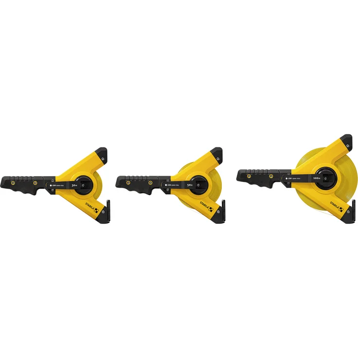 STABILA Rahmenbandmaß LBM 1000 STEEL, 50 m, Stahl-Messband mit metrischer Skala und NYLON-WRAP-Ummantelung, Universalhaken, bruchsicherer Rahmen, MID-Genauigkeit – Bild 2