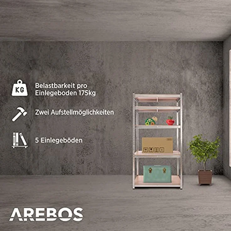 AREBOS Schwerlastregal Lagerregal Werkstattregal Steckregal Kellerregal Regal - marron – Bild 3