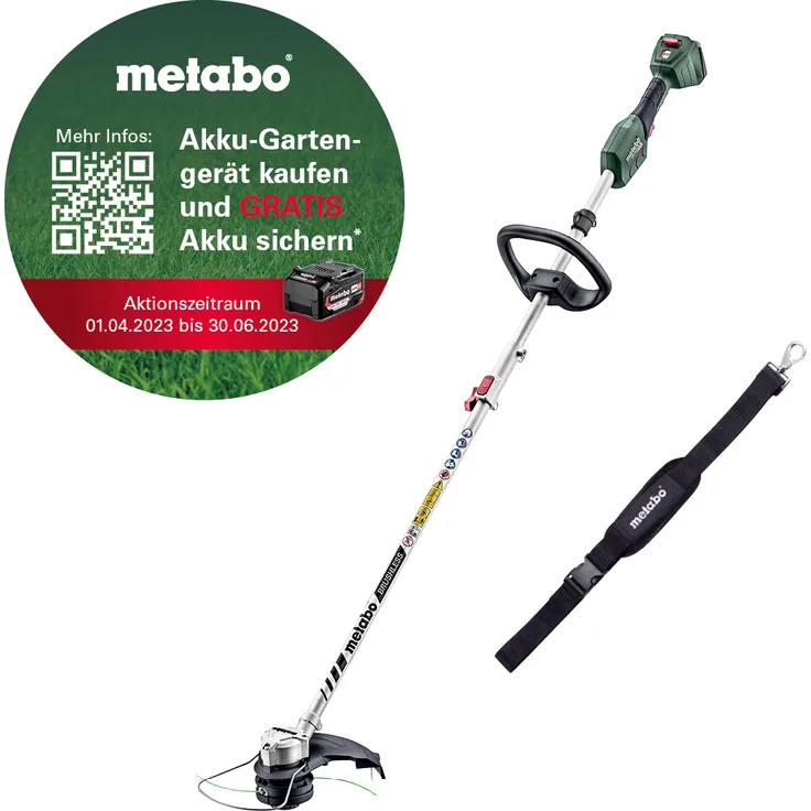 Metabo Akku Rasentrimmer RTD 18 LTX BL 30 (18 Volt, Li-Ion, Freischneider mit Rundgriff, Schultergurt, bürstenloser Motor, Schnittkreis: 30cm) ohne Akku und Ladegerät, im Karton