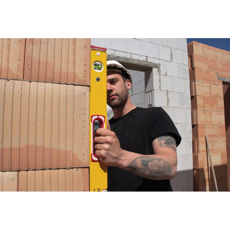 STABILA Wasserwaage Type 196-2, 183 cm, extrasteifes Alu-Profil, 1 Horizontal-Libelle, 2 Vertikal-Libellen, 2 Handgriffe, stoßdämpfende Endkappen, integrierte Rutsch-Stopper, Made in Germany – Bild 11