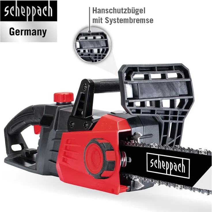 Scheppach Elektro-Kettensäge CSE2700, 230V 2700 Watt, 455 mm 18" ProCut Schwert und Kette, autom. Kettenschmierung, Handschutz mit integrierter Kettenbremse, werkzeuglose Kettenspannung – Bild 7