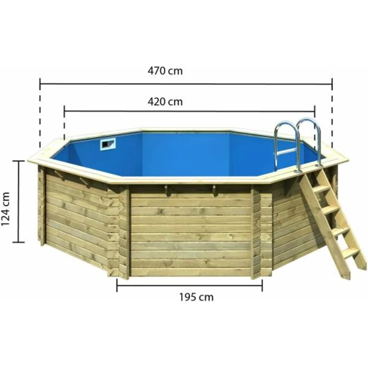 Karibu Pool Modell 2A Classic inkl. KDI Holzdeck & Edelstahlleiter 490 x 120 cm – Bild 3