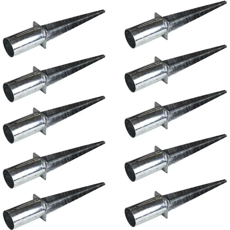 Einschlaghülse Bodenhülse rund 10x Ø 80 mm verzinkt Pfostenträger Bodenanker Set