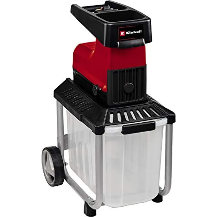 Einhell ElektroLeisehäcksler GCRS 60 CB 2800 W max 45 mm Aststärke Schneidwalze große Trichteröffnung Drehrichtungsumschalter transparente 60 L Fangbox integrierter Sicherheitsschalter