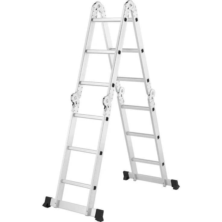 Juskys Aluminium Multifunktionsleiter 3x4 Stufen - 3,6 m Länge klappbar – Leiter 4-teilig bis 150 kg - Gelenkleiter Klappleiter Stehleiter Aluleiter – Bild 1
