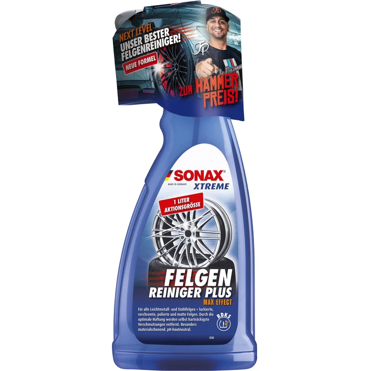 SONAX 02313000 XTREME Felgenreiniger PLUS Aktionsgröße 1 l Citrus Duft für alle Stahl-und Leichtmetallfelgen und Räder mit RDKS ph-hautneutrale Formel – Bild 1