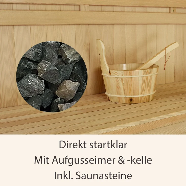 Artsauna Saunakabine Espoo200 Premium mit Harvia Ofen – 5 Personen – Hemlock Holz, Glasfront und LED Licht – Inkl. Thermometer & Sanduhr –Komplett Set – Bild 8