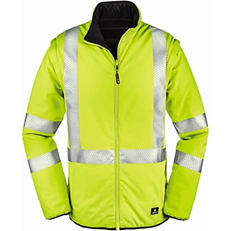 4PROTECT® Warnschutz-Softshellwendejacke RENO leuchtgelb/schwarz M