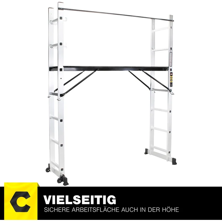 Craftfull Leitergerüst CF-103A Mehrzweckleiter Alu Leiter Gerüst Arbeitsbühne (1.95 Meter 7 Sprossen) - Preisvergleich – Bild 10