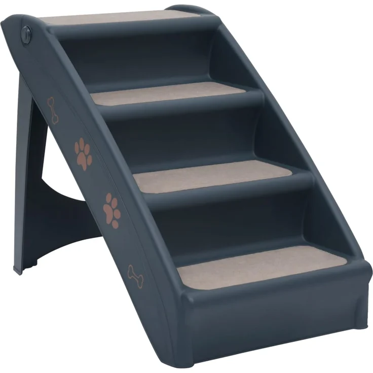 vidaXL Hundetreppe mit 4 Stufen Klappbar Dunkelgrau – Bild 2