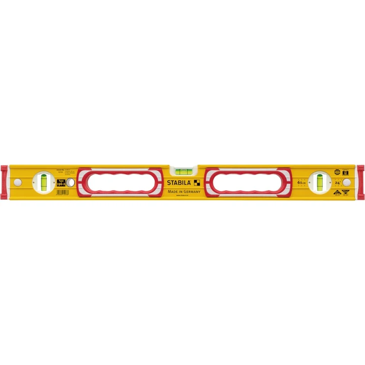 STABILA Wasserwaage Type 196-2, 183 cm, extrasteifes Alu-Profil, 1 Horizontal-Libelle, 2 Vertikal-Libellen, 2 Handgriffe, stoßdämpfende Endkappen, integrierte Rutsch-Stopper, Made in Germany – Bild 3