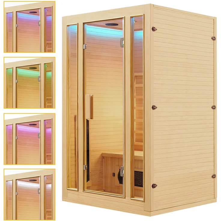 Artsauna - Infrarotkabine Nyborg S120K – Infrarotsauna 2 Personen – LED-Farblicht, digitaler Steuerung, 5 Keramikstrahler, 1 Flächenstrahler – – Bild 3