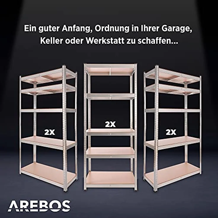 2x Schwerlastregal 875kg Kellerregal Lagerregal Steckregal 180x75x45cm Regal 2er - verzinkt – Bild 6