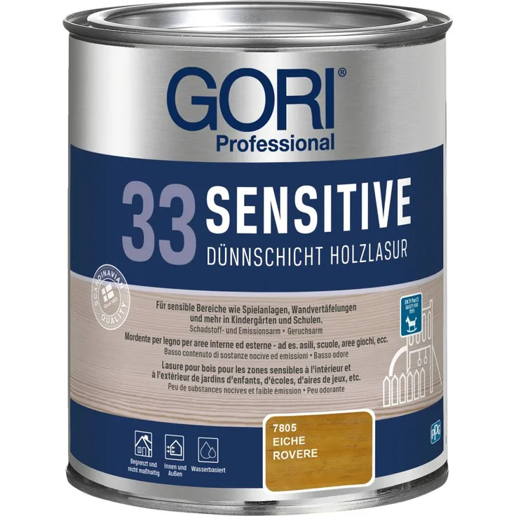 GORI Professional 33 SENSITIVE, Dünnschicht-Holzlasur, eiche, 0,75 l