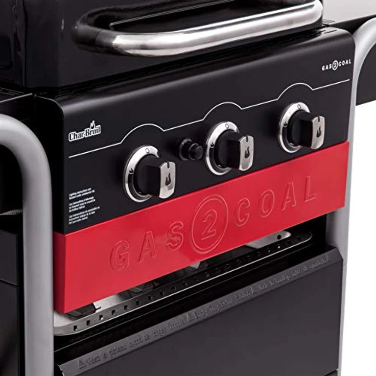 Char-Broil 330 Hybrid Gas2Coal Gasgrill, 3 Brenner, direktes Grillen, indirektes Grillen, für 6-8 Personen, Grillfläche 62 x 43 cm – Bild 5