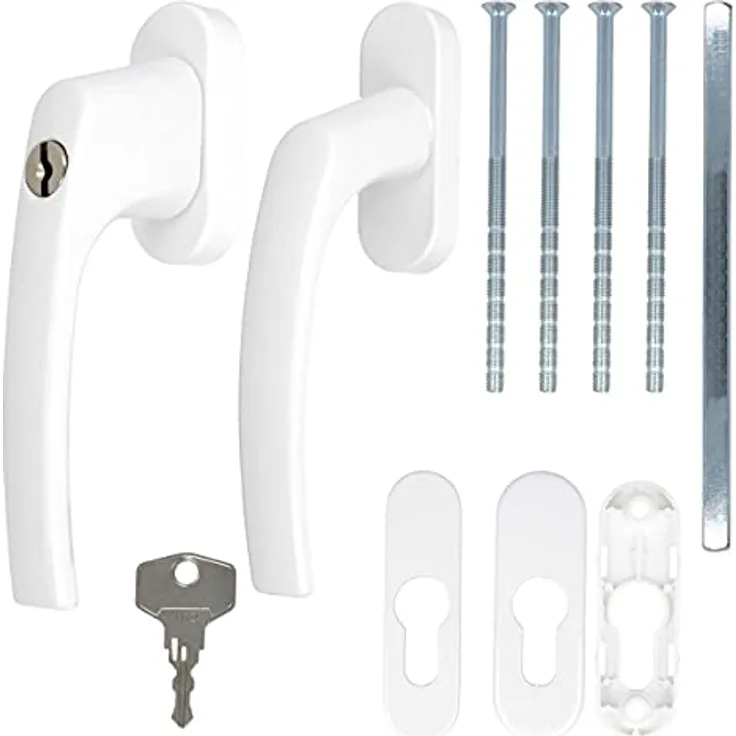 Alu Terrassentürgriff Balcony mit Rosetten - abschließbar Weiß RAL 9016