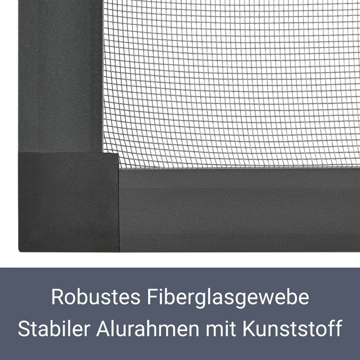 Juskys Fliegengitter mit Alu-Rahmen 110 x 130 cm – Insektenschutz für Fenster zum Einhängen – Insektenschutzgitter UV-beständig in Grau – Bild 4