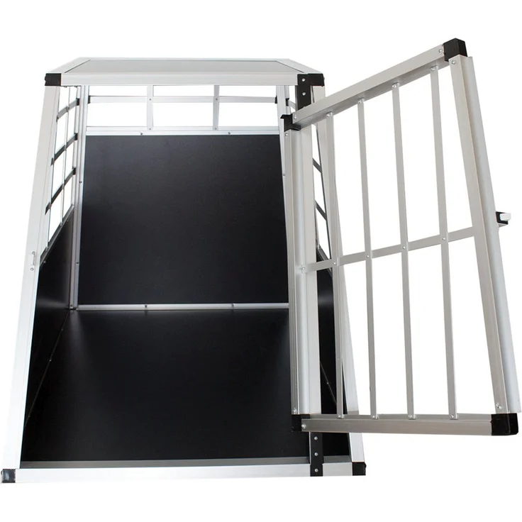 Juskys Alu Hundetransportbox L - 91 × 65 × 69 cm – Auto Hundebox robust & pflegeleicht – Gittertür verschließbar - Autotransportbox für Hunde – Bild 8
