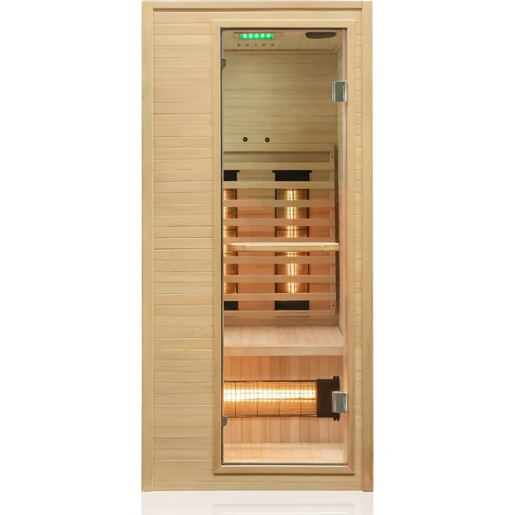 Dewello Infrarotkabine Infrarotsauna CALGARY 90cm x 90cm inkl. Vollspektrumstrahler, Bodenstrahler – Bild 1
