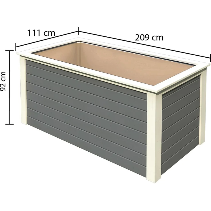 Karibu 28 mm Hochbeet 1 terragrau 2,03x1,05x0,92 m inkl. Gewindestange – Bild 2