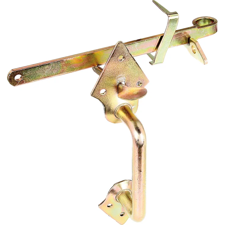 Alberts Klinken-Set | für Flechtzaun- und leichte Holztore | zum Einschlagen | galvanisch gelb verzinkt | Länge 260 mm 
(310332) – Bild 1