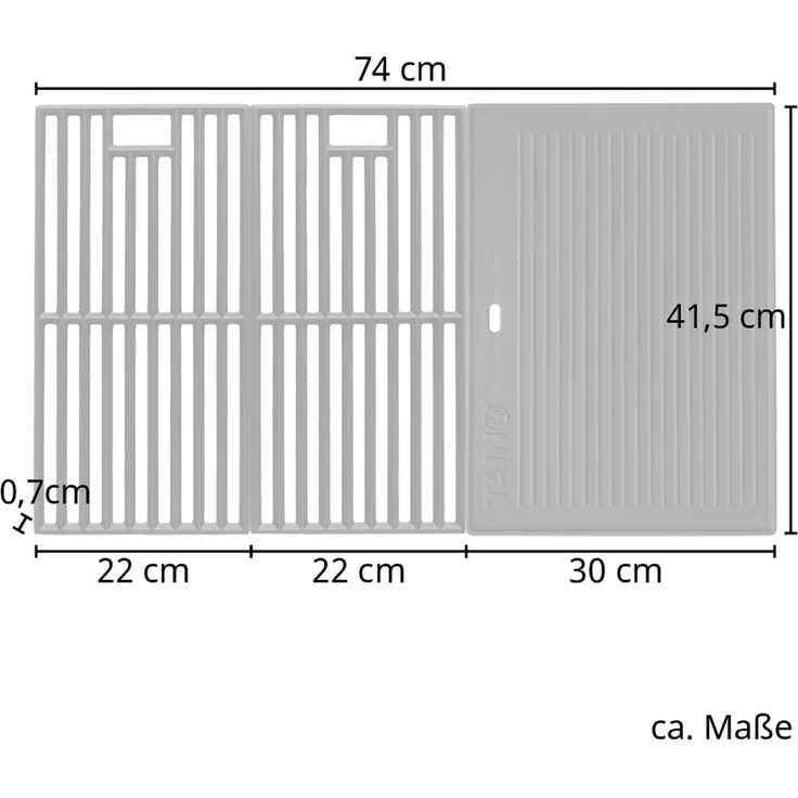 TAINO PRO 6+1 Gusseisen Rost Grillplatte Grillrost Zubehör Set Gasgrill Grill