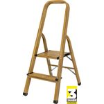 Craftfull Stehleiter CF-133A Aluminium-Haushaltsleiter klappbar Holzoptik (2 Stufen Holz Edition)