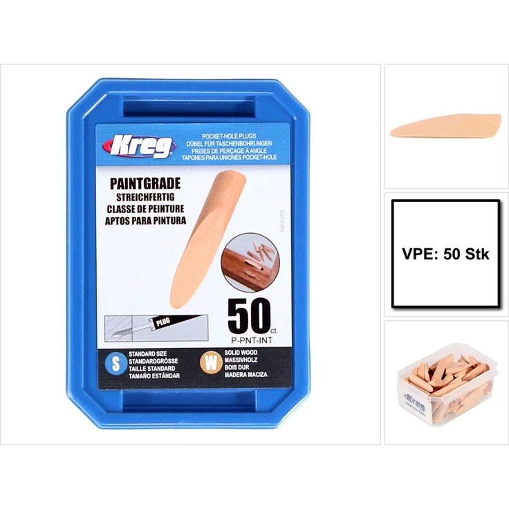 KREG Pocket-Hole Stopfen Massivholz Dübel streichfertig 50 Stk. ( P-PNT ) kürzbar