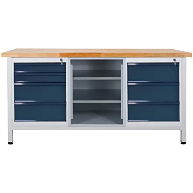 Werkbank / Werktisch 7 Schubladen, 2 Fachböden, L1700xB600xH840mm