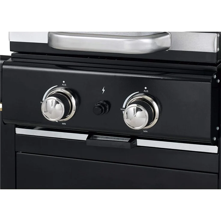 Tepro Gasgrill Mayfield Grillwagen 2-Edelstahlbrenner mit je 3 kW, 40,5 x 44,5 cm Grillfläche, Piezo-Zündung, mit Thermometer, Warmhaltefläche – Bild 8