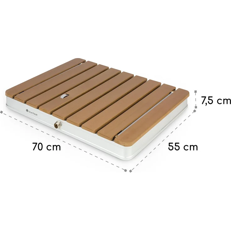 Sumatra Breeze SQ Gartendusche WPC Aluminium 70 x 55 cm eckig Braun 4 m Fontänenhöhe rutschfeste Standfläche Bodendusche - Preisvergleich – Bild 11