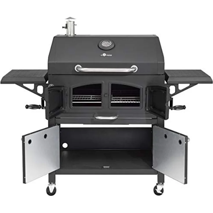Barbecue El Fuego Holzkohlegrill Grand Ontario Holzkohlegrillwagen Smoker BBQ, Grillfläche 81 x 46 cm – Bild 3