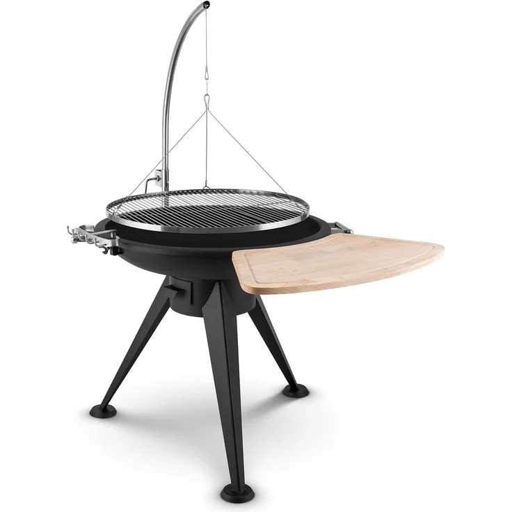 Delion Galgen-Schwenkgrill Feuerschale Ø80cm Hochfuß Seilzug Edelstahl Schwarz – Bild 2